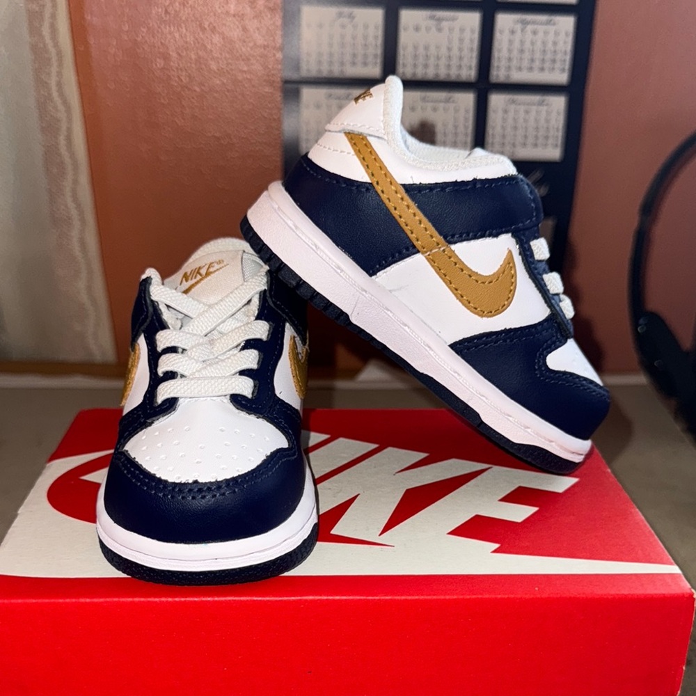 Nike Kids' White and Gold Sneakers